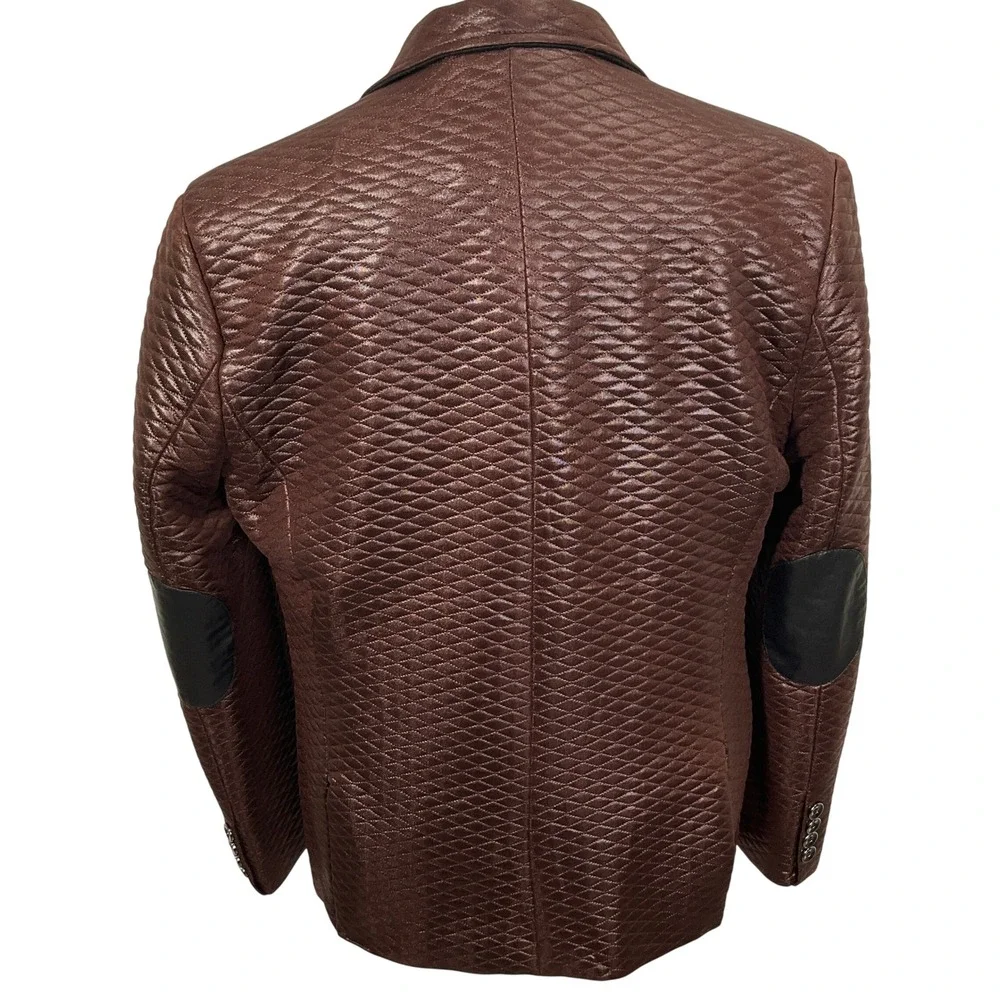 Barabas Blazer Mens 42R Brown Quilted Diamond Formal Luxury‎ Jacket